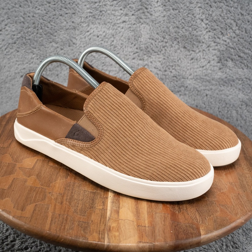 OluKai Men's 8 Lae'ahi Kapa Slip On Shoes Tan Corduroy